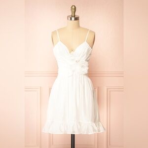 1861 3D floral white cutout sides white mini dress corset bachelorette bride